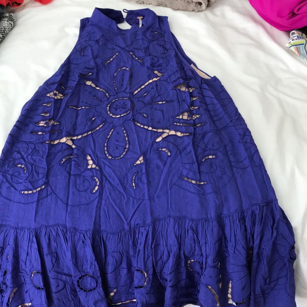 Free people blue high neck dress
